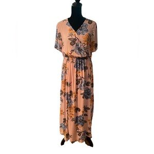 Floral Faux Wrap maxi‎ Dress